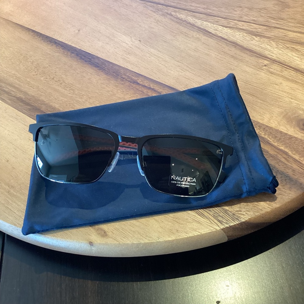 NAUTICA polarized sunglasses. N5137S black/silver. W Matte brown NWTS Giftable